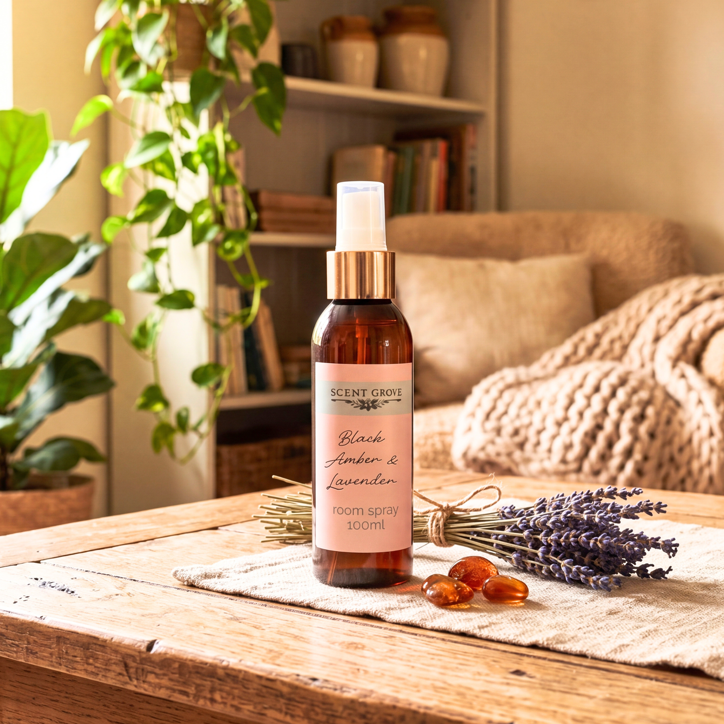 Black Amber & Lavender Scented Air Freshener Spray multi purpose for car, home, room