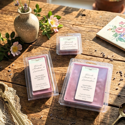 Black Amber & Lavender scented soy wax melt