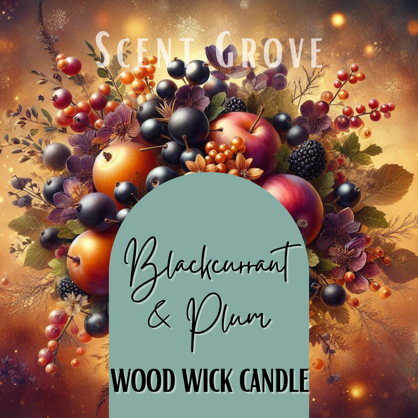 Blackcurrant & Plum scented Wood Wick Soy Candle