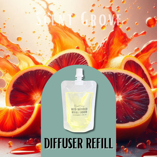 Blood Orange Scented Diffuser Liquid Refill 100ml Clear Pouch