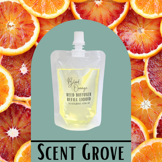 Blood Orange Scented Diffuser Liquid Refill 100ml Clear Pouch