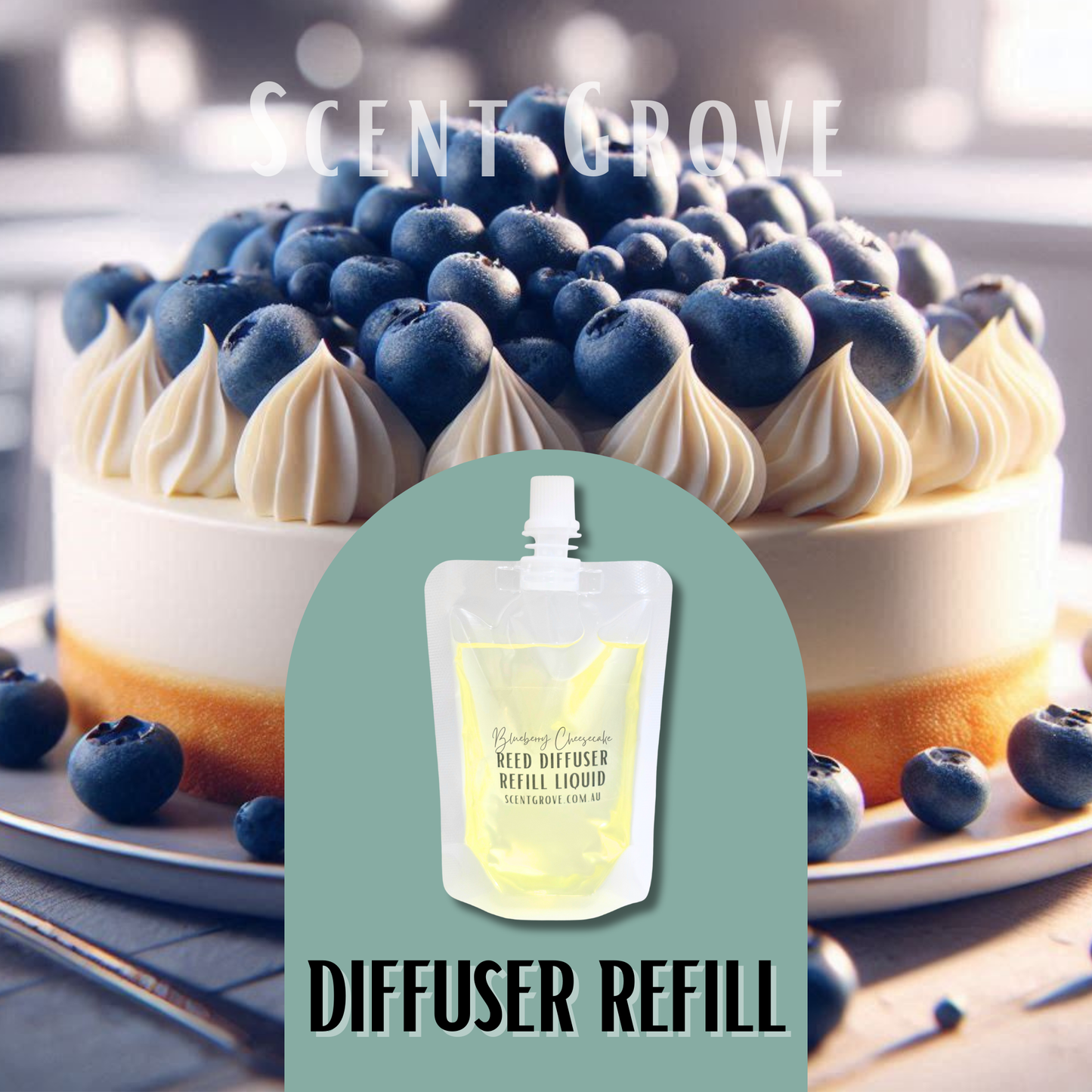 Blueberry Cheesecake Scented Diffuser Liquid Refill 100ml Clear Pouch