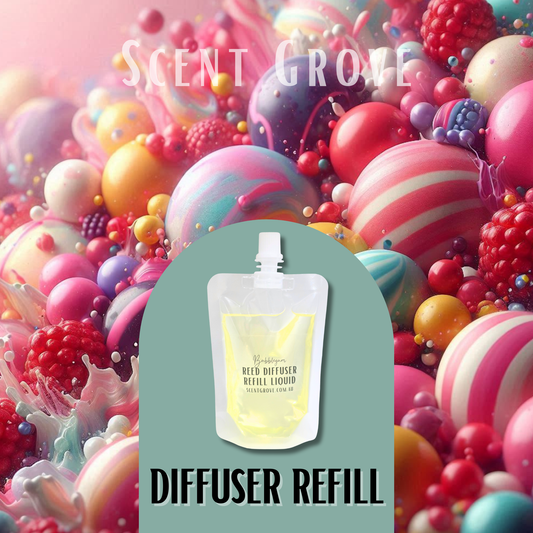 Bubblegum Scented Diffuser Liquid Refill 100ml Clear Pouch