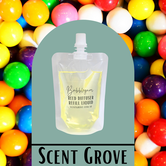 Bubblegum Scented Diffuser Liquid Refill 100ml Clear Pouch