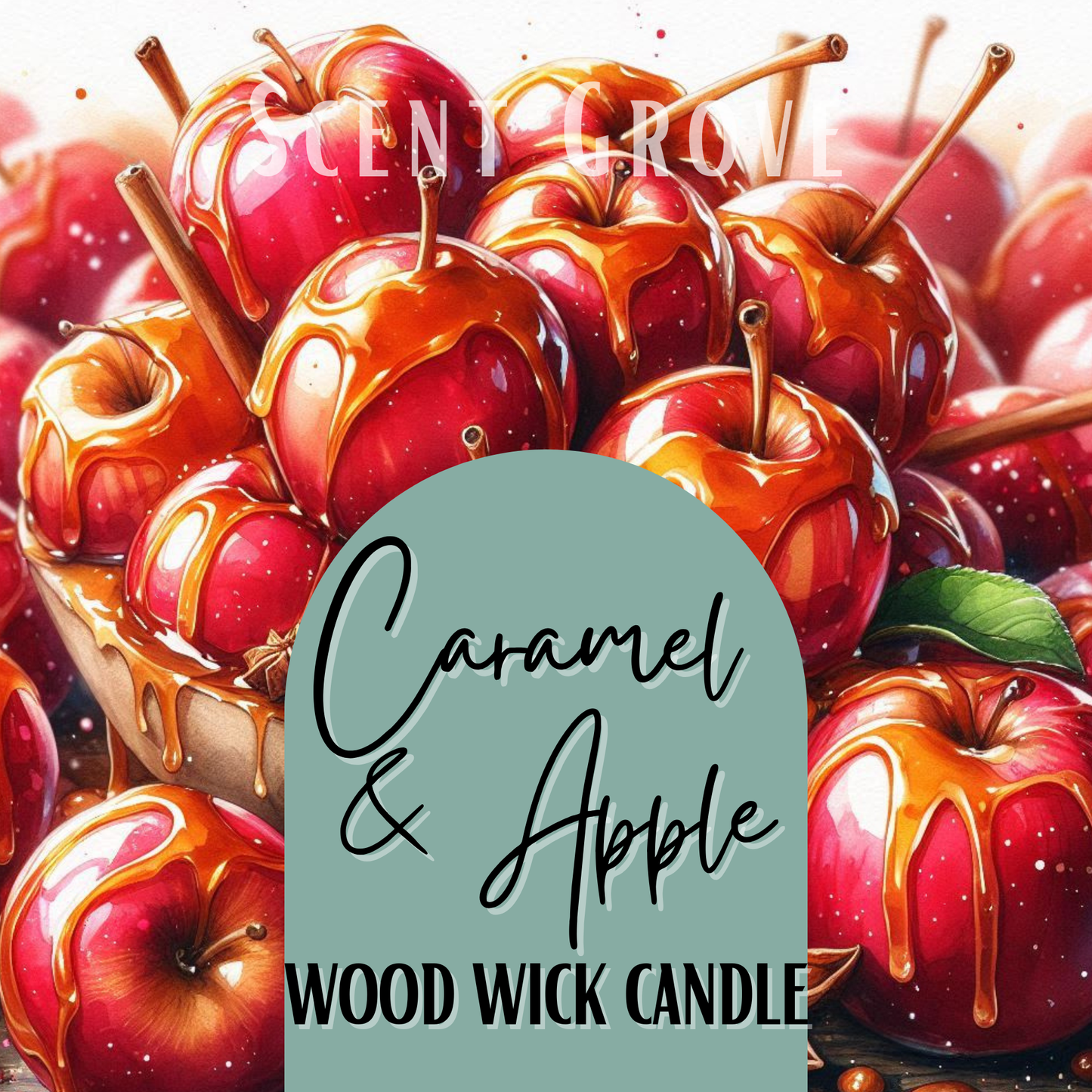Caramel & Apple scented Wood Wick Soy Candle