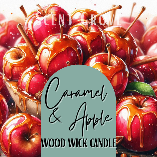 Caramel & Apple scented Wood Wick Soy Candle