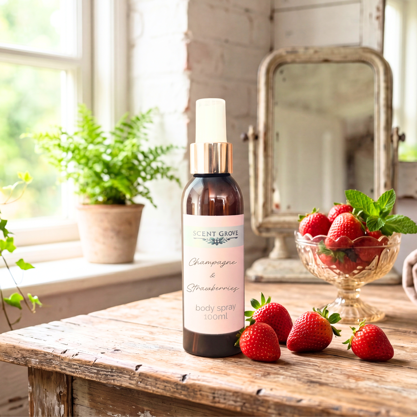 Champagne & Strawberries scented body mist spray 100ml