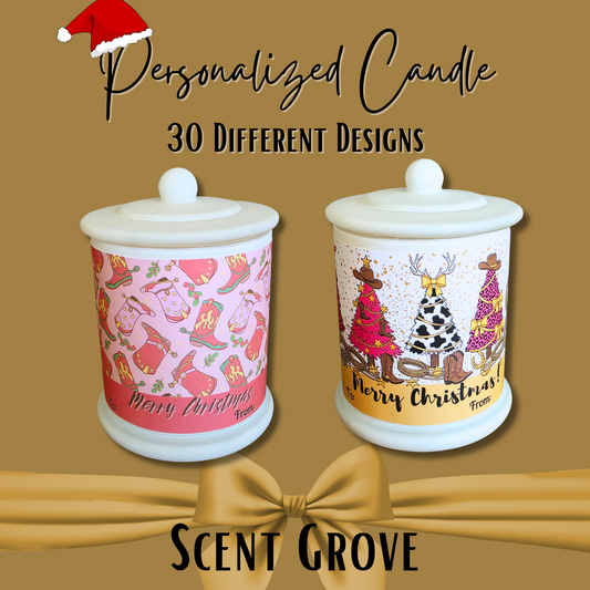 Personalized Name Candle christmas XL white wood wick 400 gram