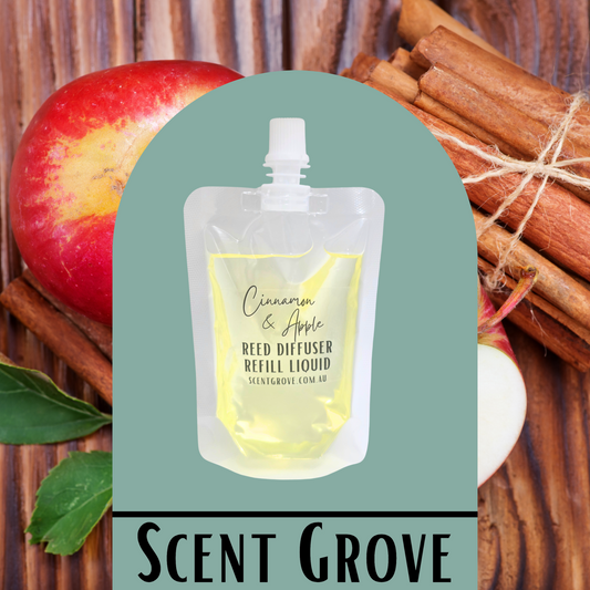 Cinnamon & Apple Scented Diffuser Liquid Refill 100ml Clear Pouch