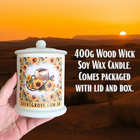 Country Western Wood Wick Soy Candle XL matte white jar