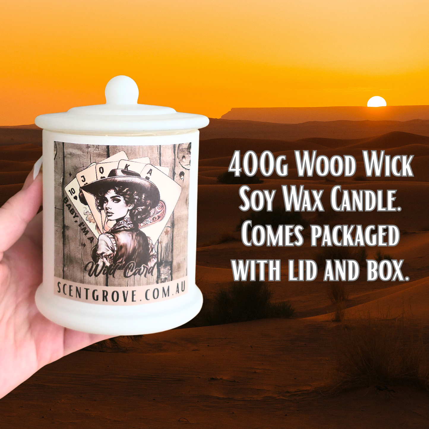 Country Western Wood Wick Soy Candle XL matte white jar