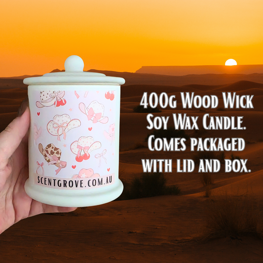 Country Western Wood Wick Soy Candle XL matte white jar