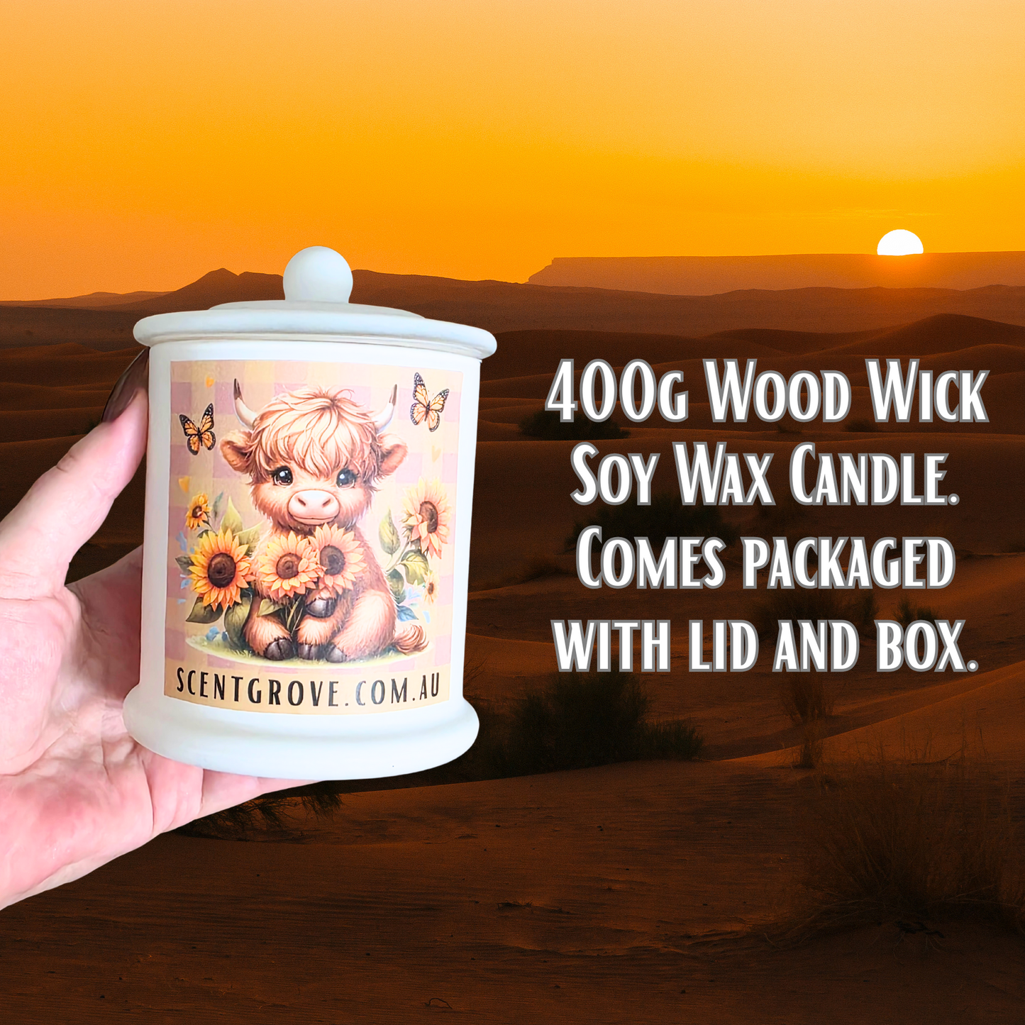 Country Western Wood Wick Soy Candle XL matte white jar
