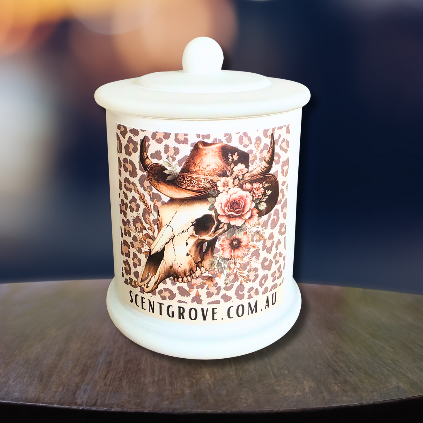 Country Western Wood Wick Soy Candle XL matte white jar