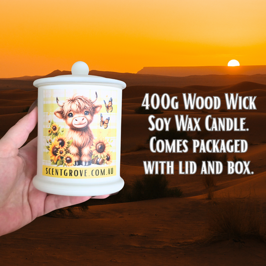 Country Western Wood Wick Soy Candle XL matte white jar