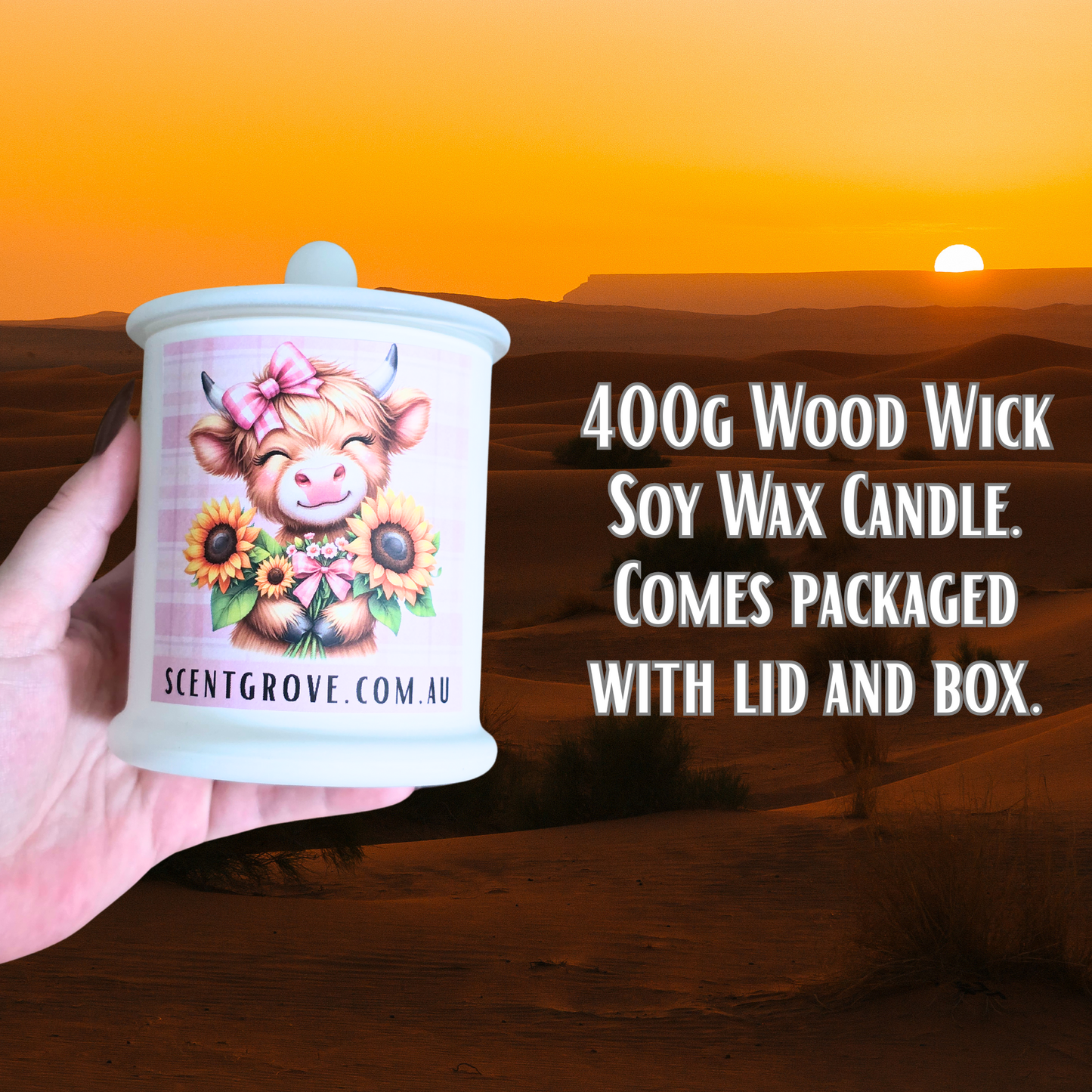 Country Western Wood Wick Soy Candle XL matte white jar