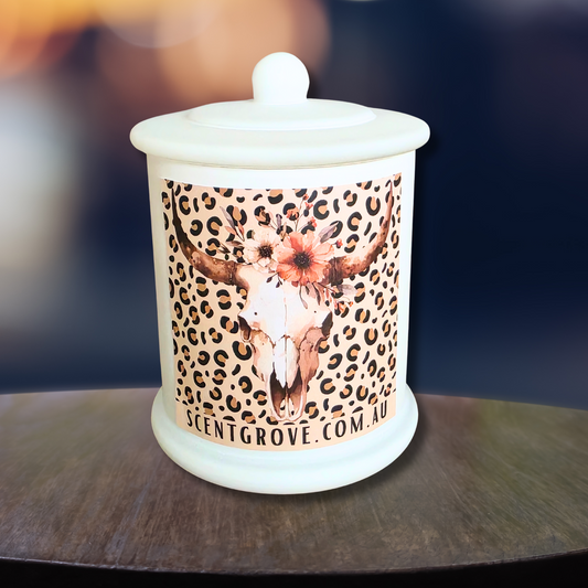 Country Western Wood Wick Soy Candle XL matte white jar