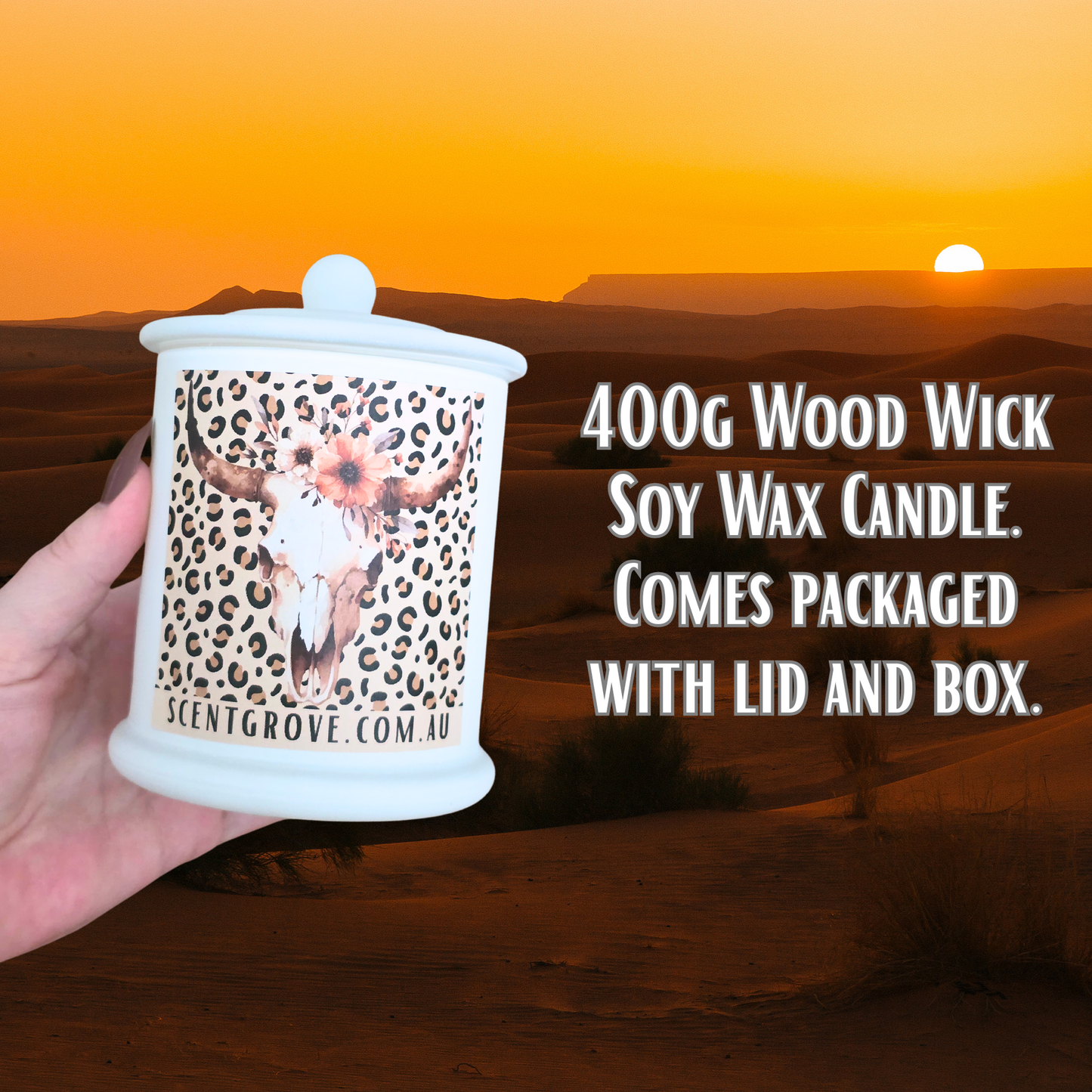 Country Western Wood Wick Soy Candle XL matte white jar
