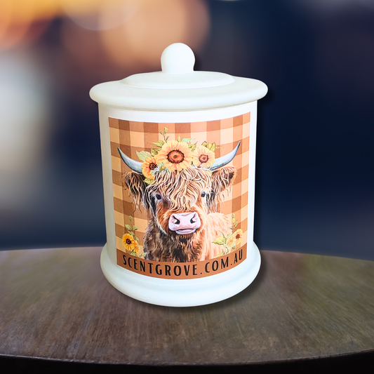 Country Western Wood Wick Soy Candle XL matte white jar