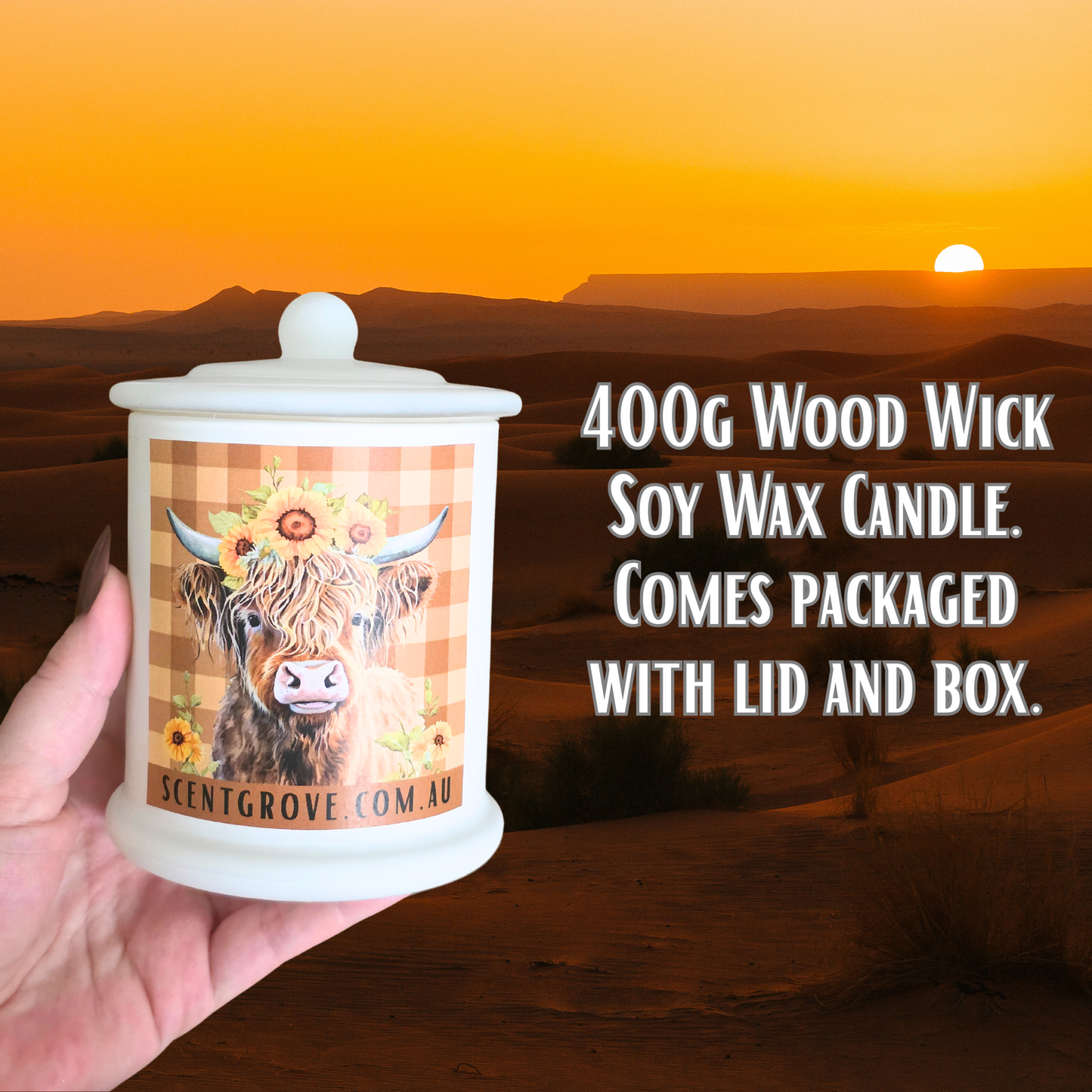 Country Western Wood Wick Soy Candle XL matte white jar