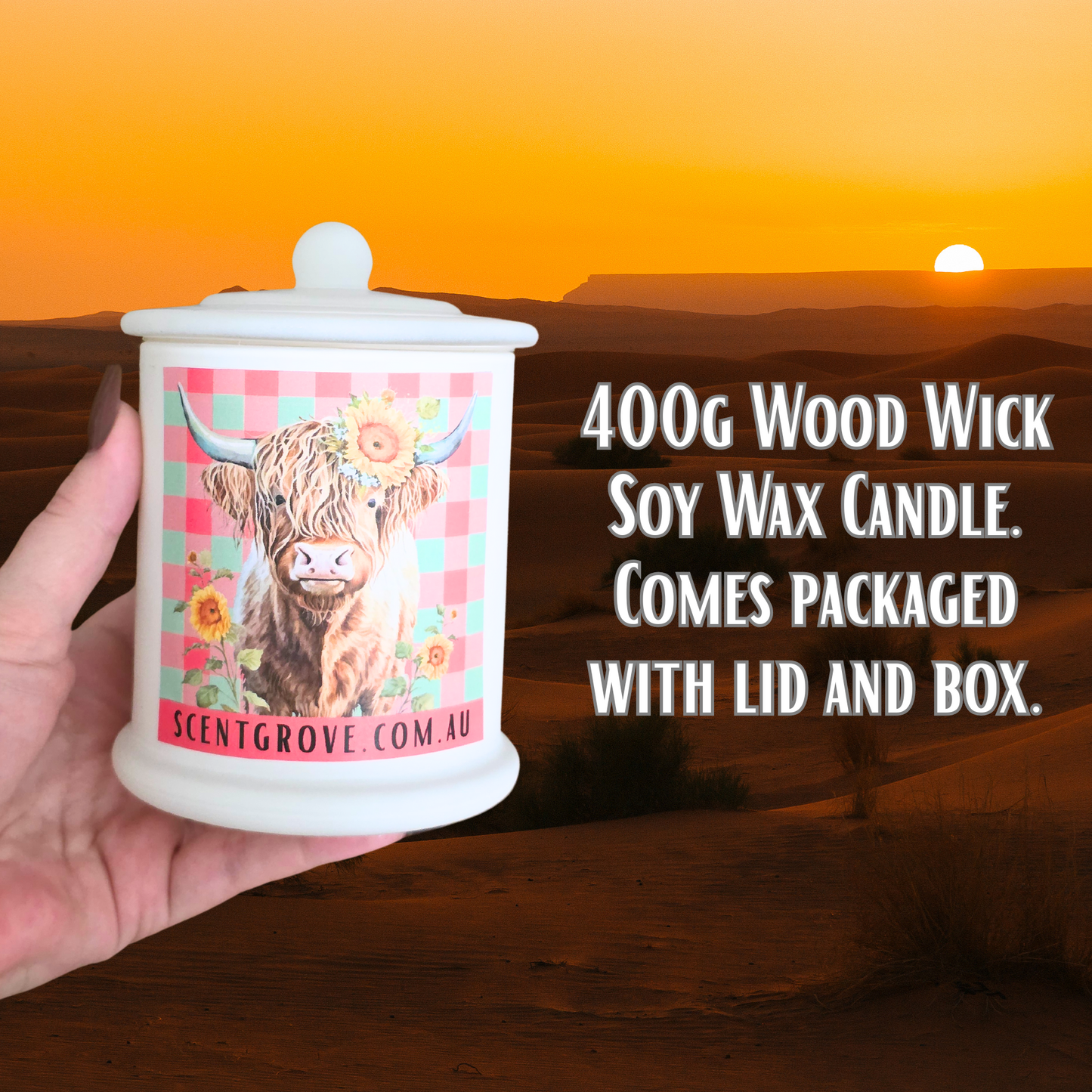 Country Western Wood Wick Soy Candle XL matte white jar