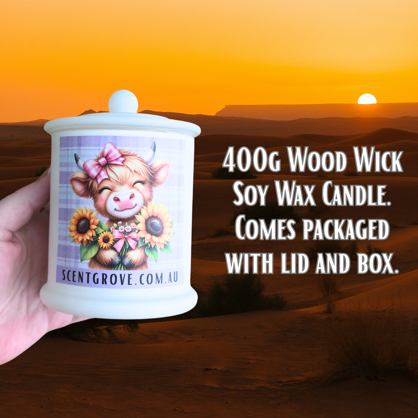 Country Western Wood Wick Soy Candle XL matte white jar