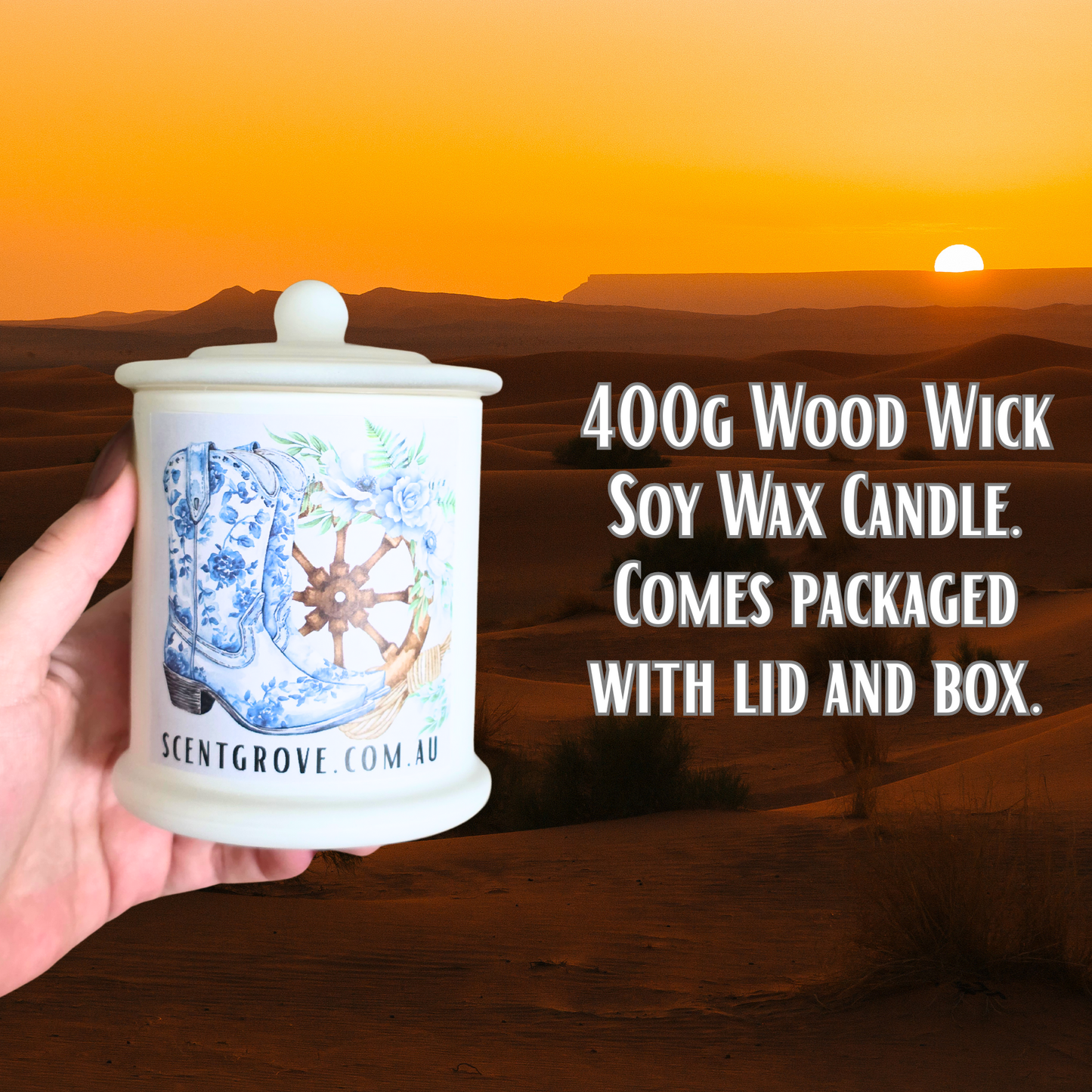 Country Western Wood Wick Soy Candle XL matte white jar