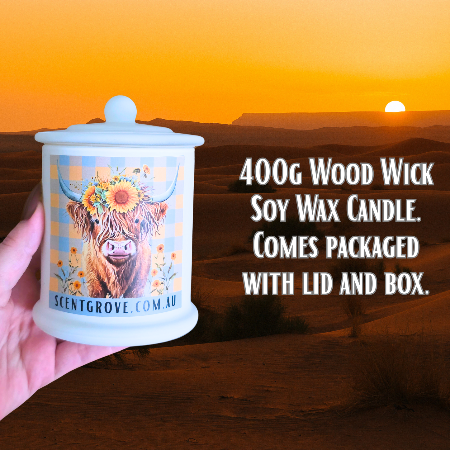 Country Western Wood Wick Soy Candle XL matte white jar