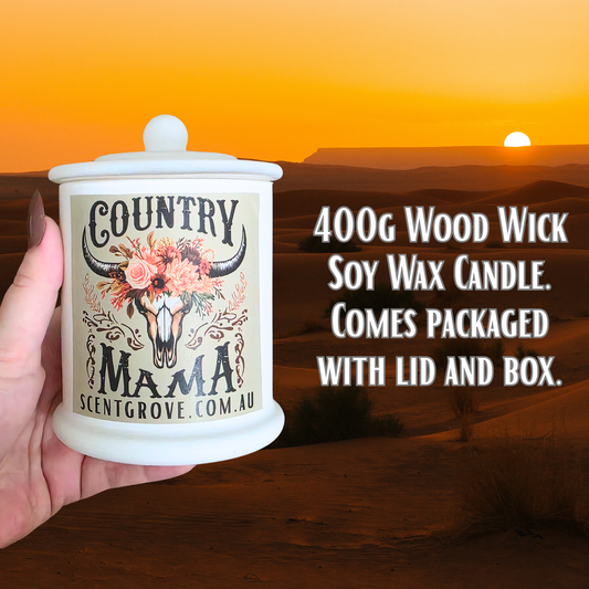 Country Western Wood Wick Soy Candle XL matte white jar