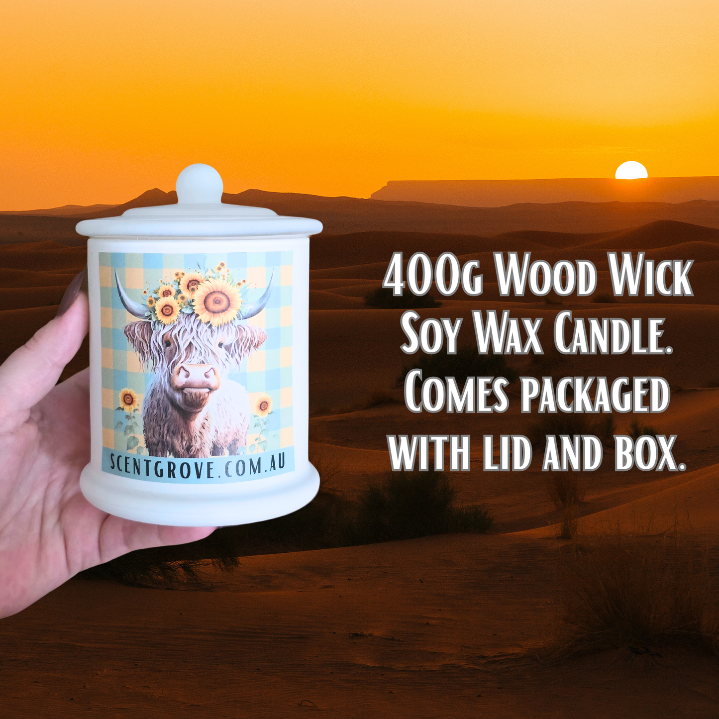 Country Western Wood Wick Soy Candle XL matte white jar
