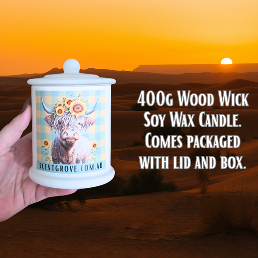Country Western Wood Wick Soy Candle XL matte white jar