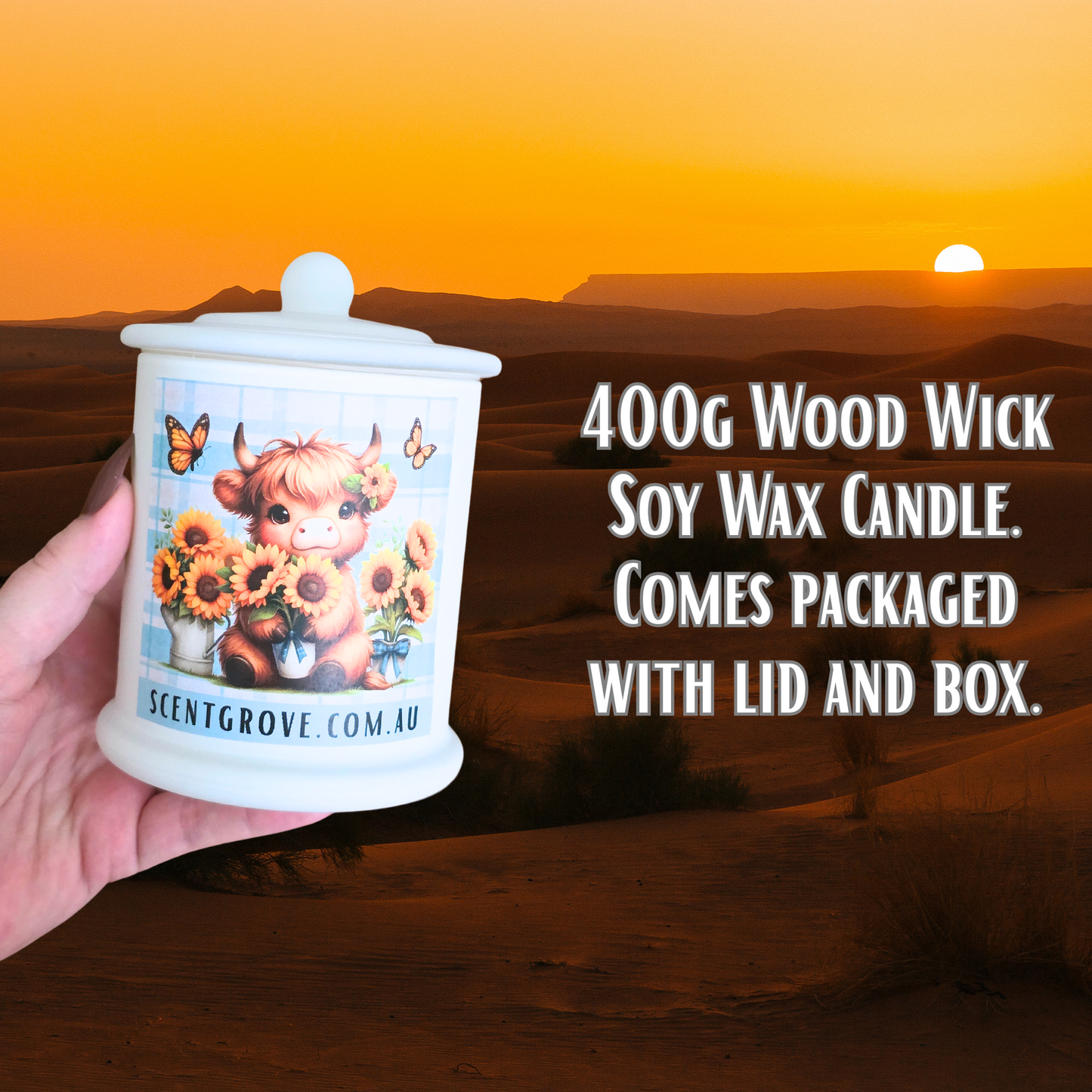 Country Western Wood Wick Soy Candle XL matte white jar