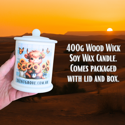 Country Western Wood Wick Soy Candle XL matte white jar