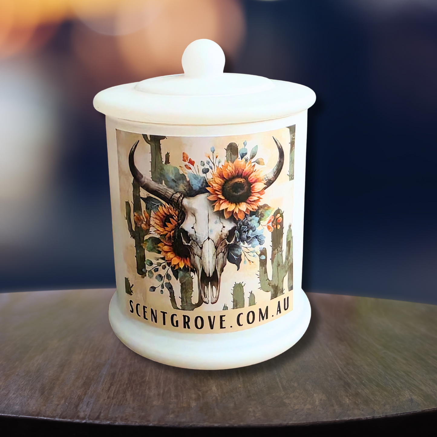Country Western Wood Wick Soy Candle XL matte white jar
