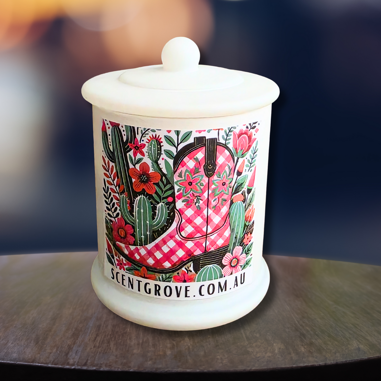 Country Western Wood Wick Soy Candle XL matte white jar