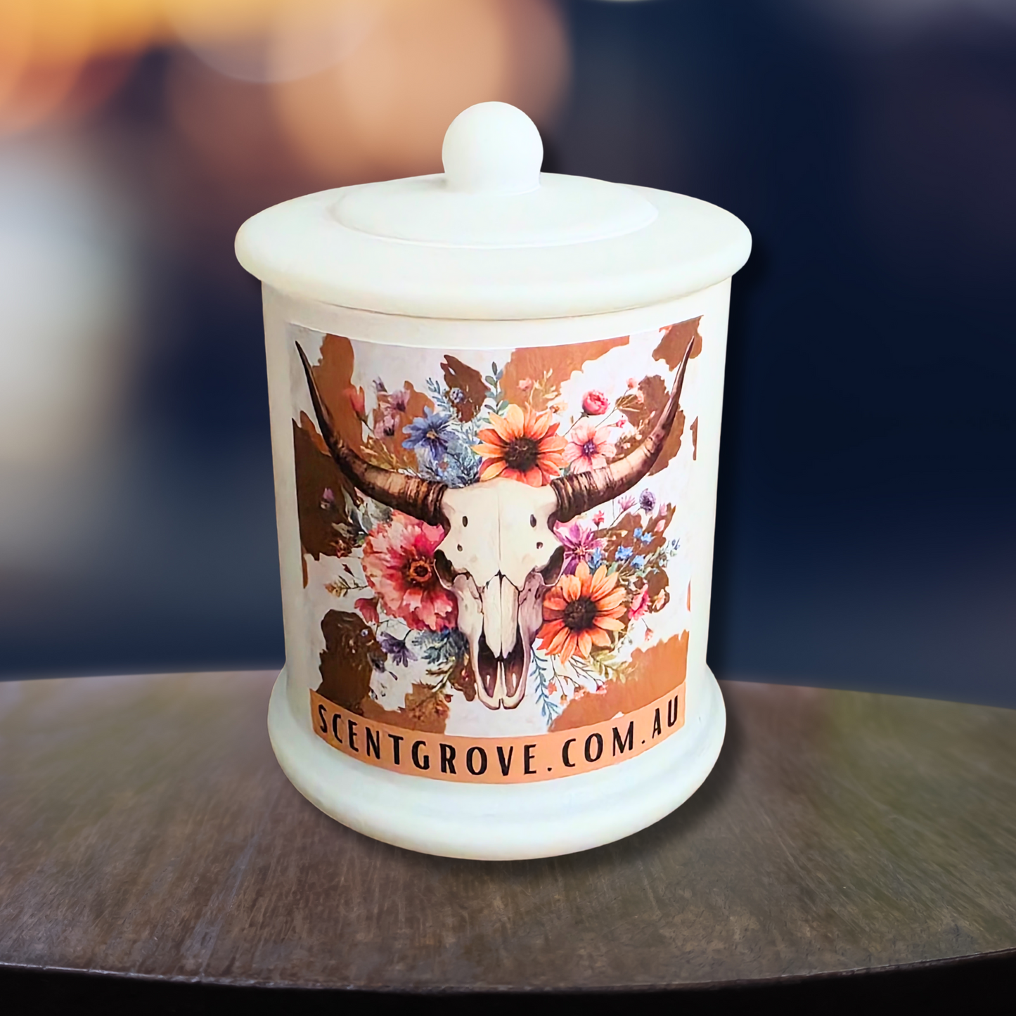 Country Western Wood Wick Soy Candle XL matte white jar