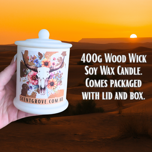 Country Western Wood Wick Soy Candle XL matte white jar