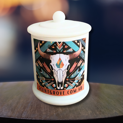Country Western Wood Wick Soy Candle XL matte white jar