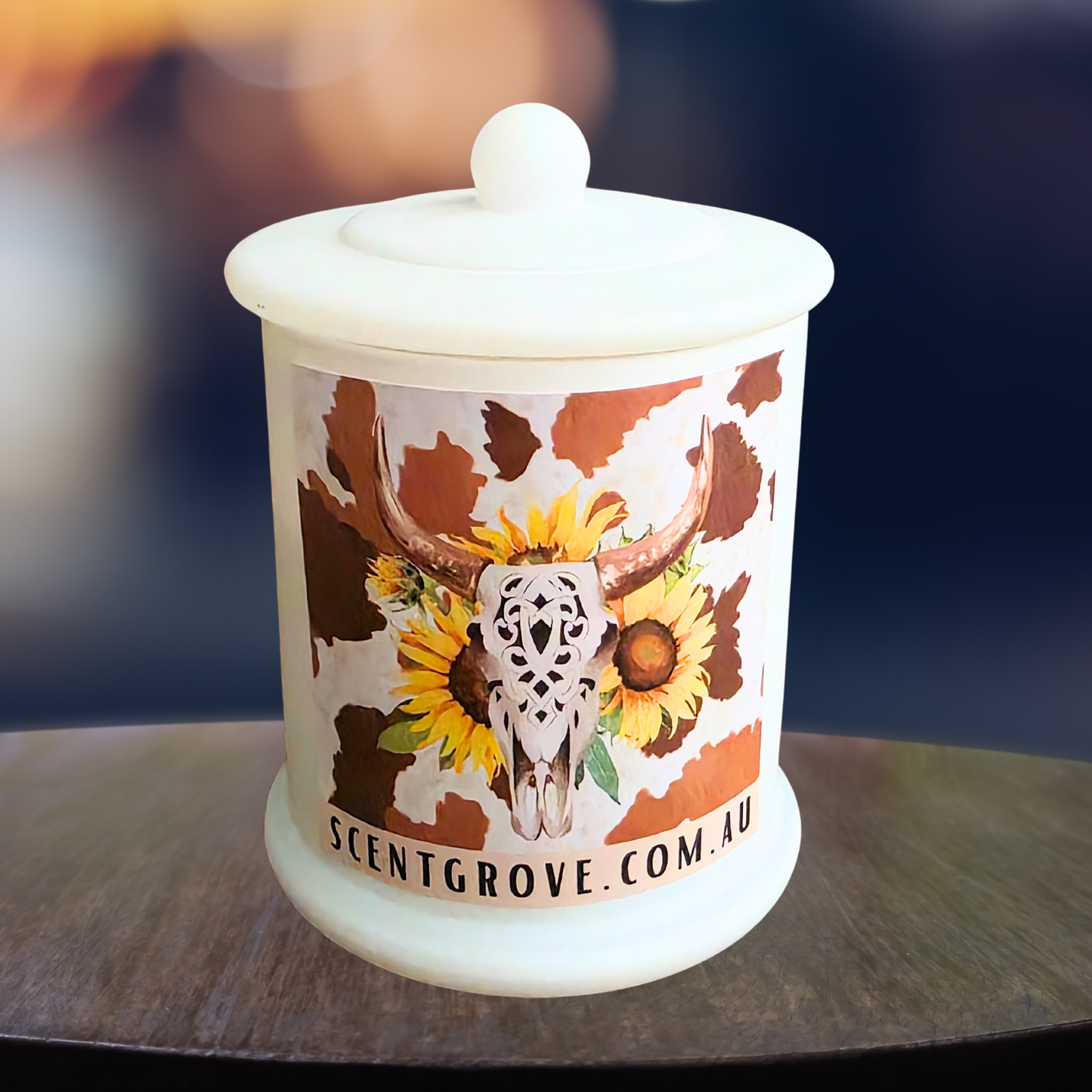 Country Western Wood Wick Soy Candle XL matte white jar