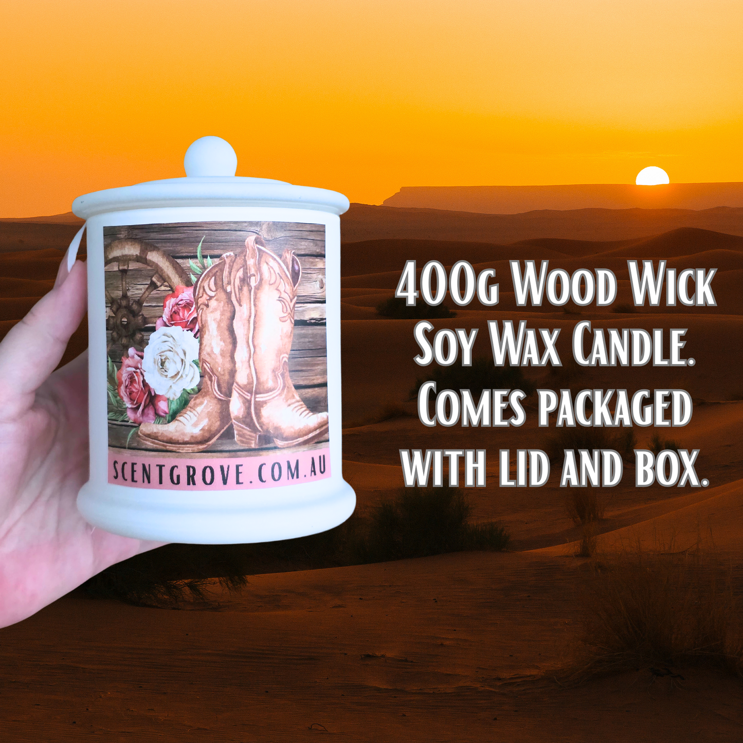 Country Western Wood Wick Soy Candle XL matte white jar