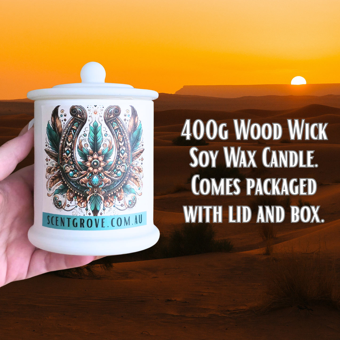 Country Western Wood Wick Soy Candle XL matte white jar