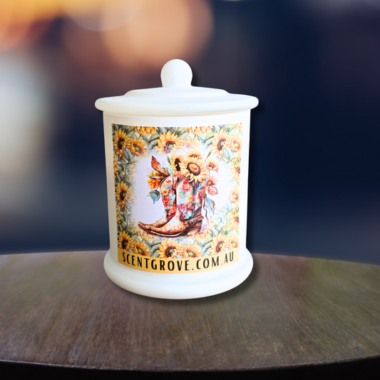 Country Western Wood Wick Soy Candle XL matte white jar