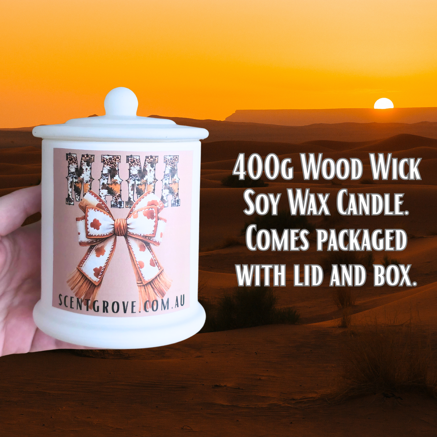 Country Western Wood Wick Soy Candle XL matte white jar