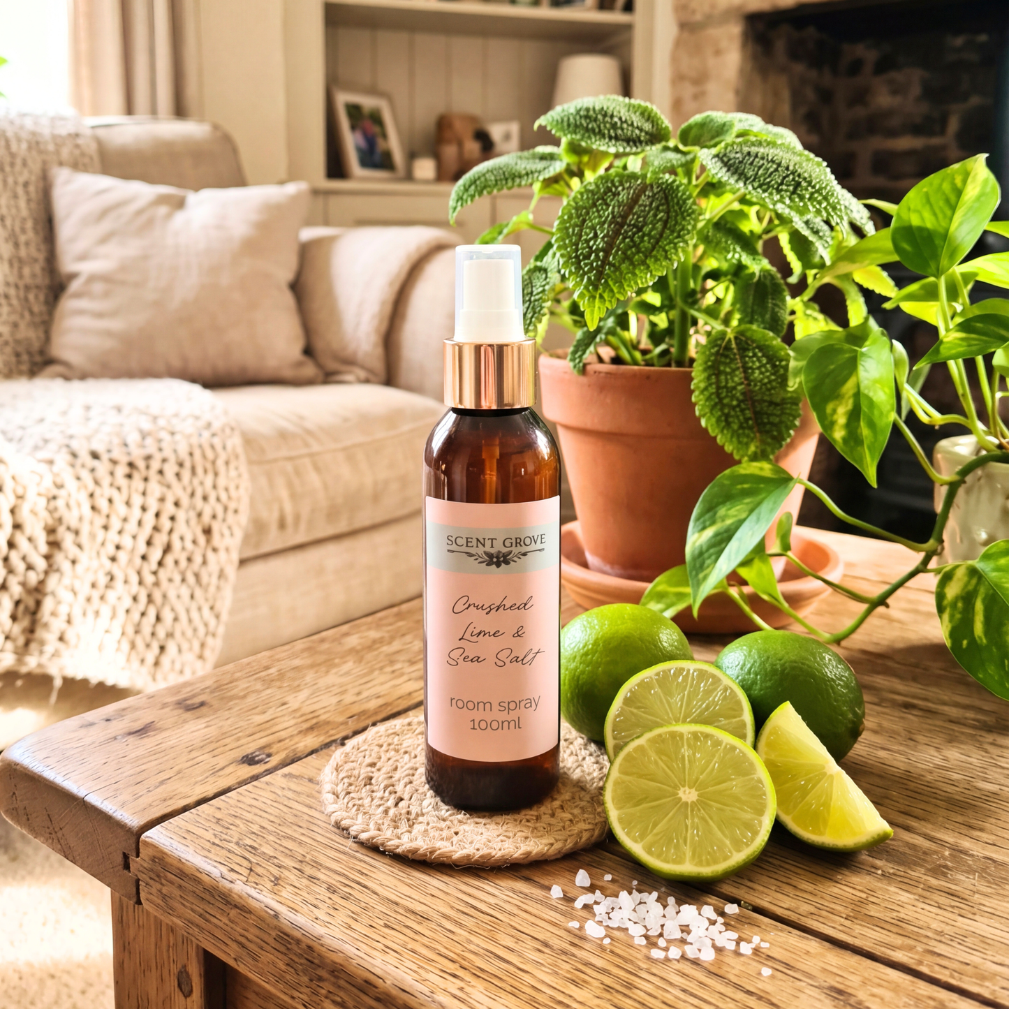 Crushed Lime & Sea Salt Scented Room spray Air Freshener multi purpose for car, home, room