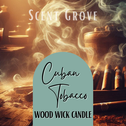 Cuban Tob-acco scented Wood Wick Soy Candle