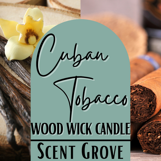 Cuban Tob-acco scented Wood Wick Soy Candle