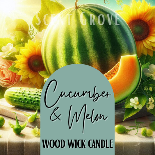 Cucumber & Melon scented Wood Wick Soy Candle
