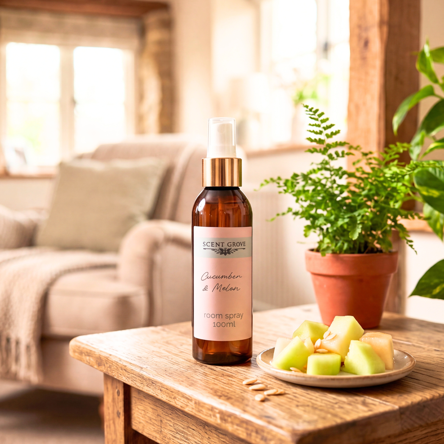 Cucumber & Melon Scented Air Freshener Spray multi purpose for car, home, room