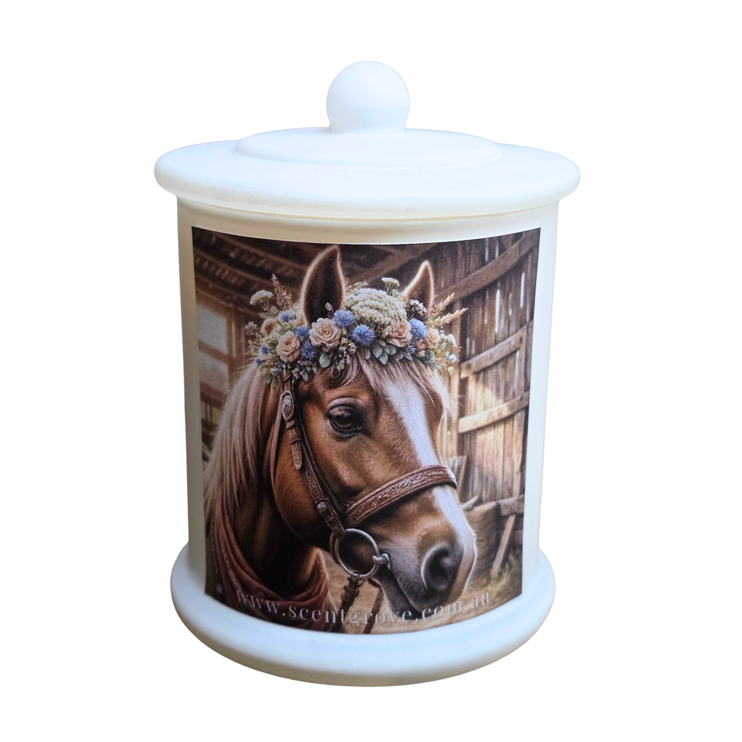Country Western Wood Wick Soy Candle XL matte white jar