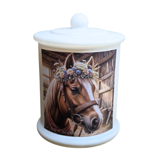 Country Western Wood Wick Soy Candle XL matte white jar